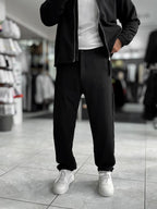 Black Brushed Patterned Baggy Trousers WE-5097
