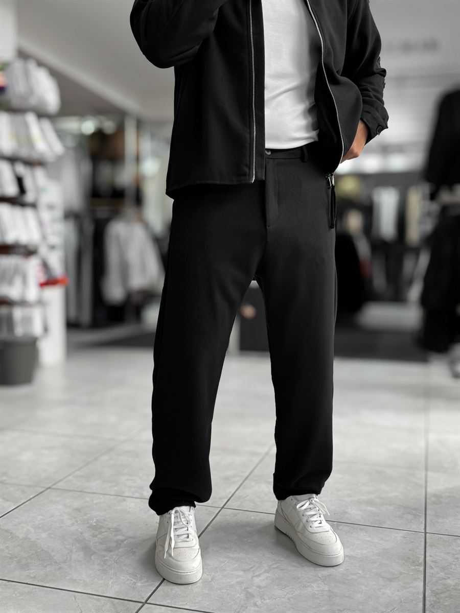 Black Brushed Patterned Baggy Trousers WE-5097