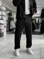 Black Brushed Patterned Baggy Trousers WE-5097