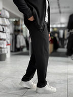 Black Brushed Patterned Baggy Trousers WE-5097