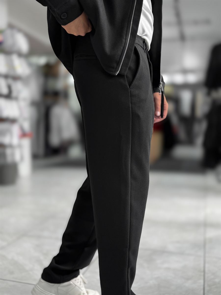 Black Brushed Patterned Baggy Trousers WE-5097