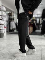 Black Brushed Patterned Baggy Trousers WE-5097