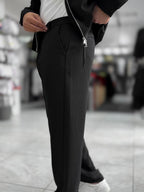 Black Brushed Patterned Baggy Trousers WE-5097