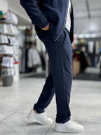 Navy Brushed Patterned Baggy Trousers WE-5097