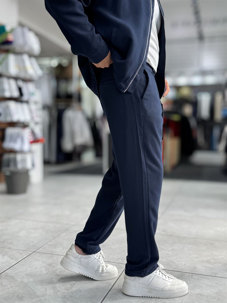 Navy Brushed Patterned Baggy Trousers WE-5097