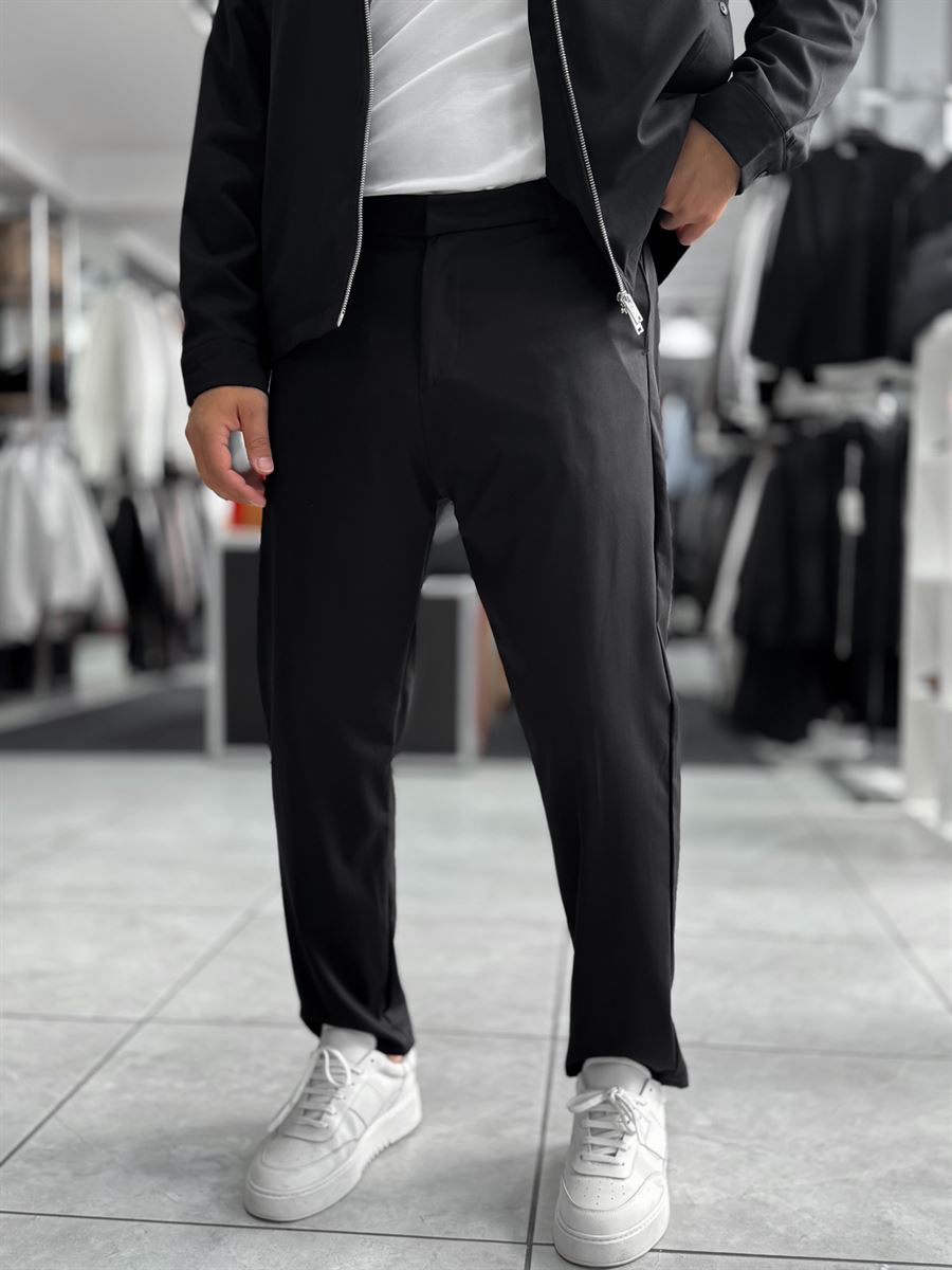 Black Regular Fit Basic Trousers WE-5126