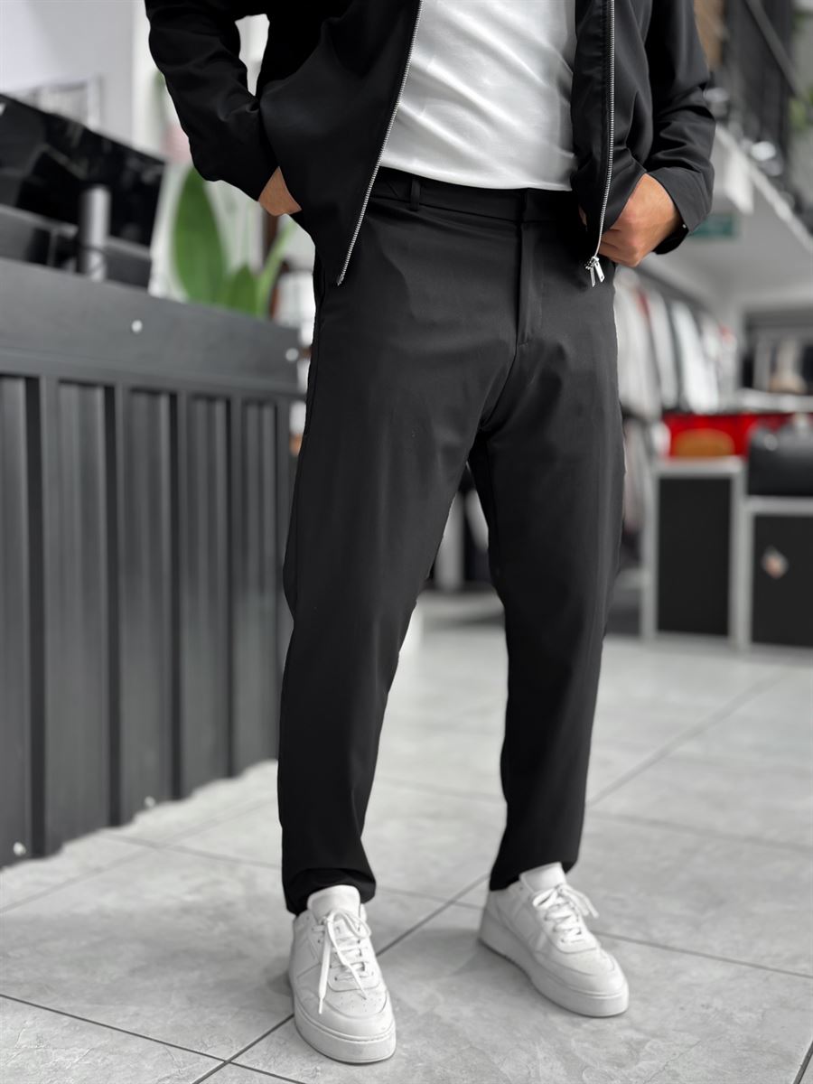 Black Regular Fit Basic Trousers WE-5126