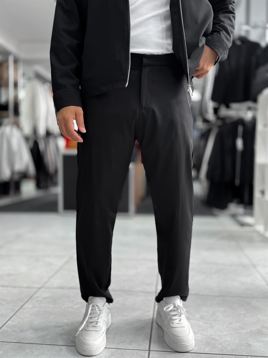 Black Regular Fit Basic Trousers WE-5126