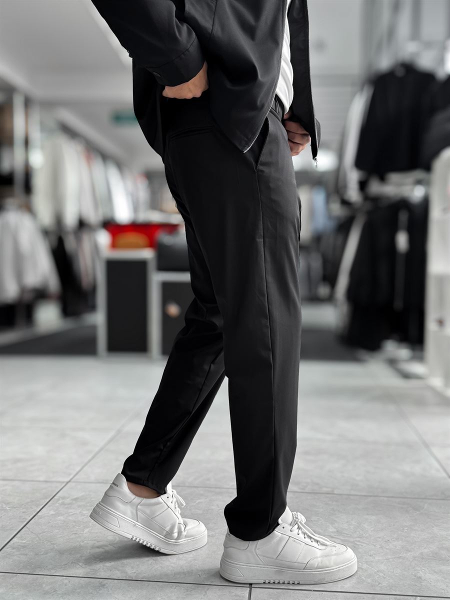 Black Regular Fit Basic Trousers WE-5126