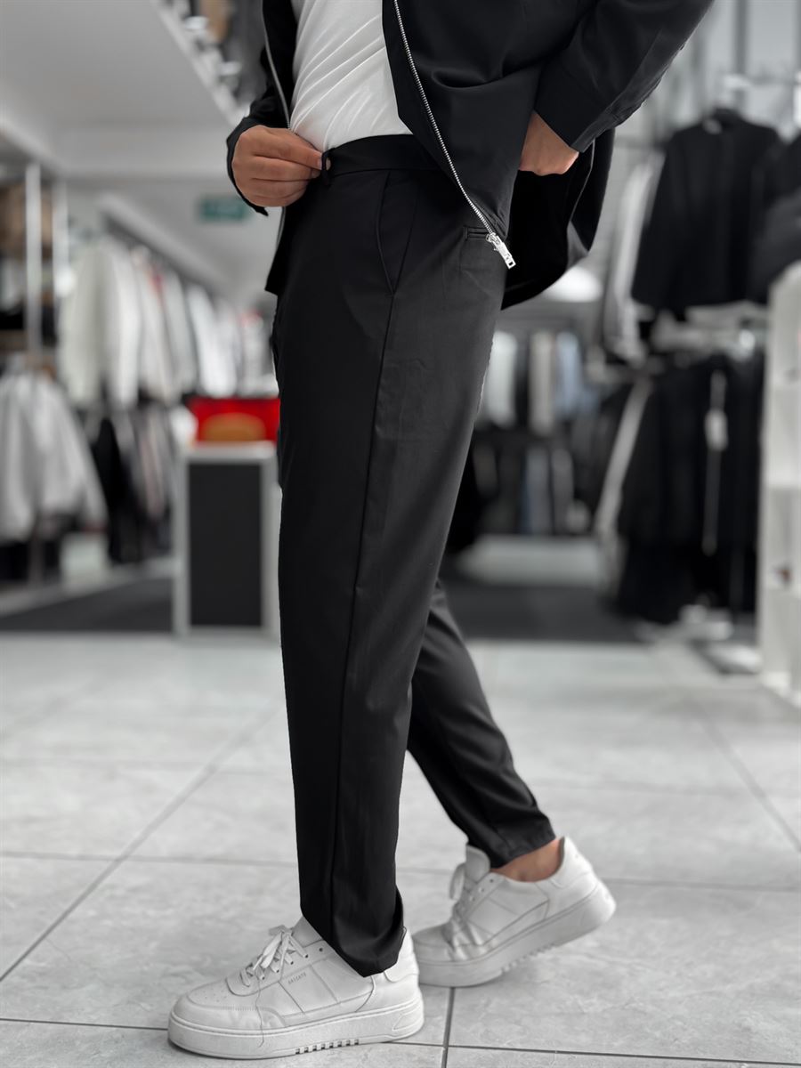 Black Regular Fit Basic Trousers WE-5126