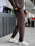Brown Regular Fit Basic Trousers WE-5126