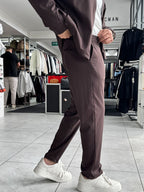 Brown Regular Fit Basic Trousers WE-5126