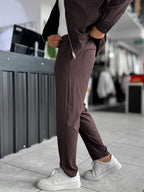 Brown Regular Fit Basic Trousers WE-5126
