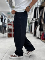 Black Skater Fit Washed Jeans WE-