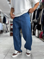 Dark Blue Skater Fit Washed Jeans WE-