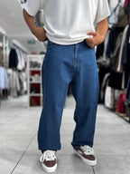 Dark Blue Skater Fit Washed Jeans WE-
