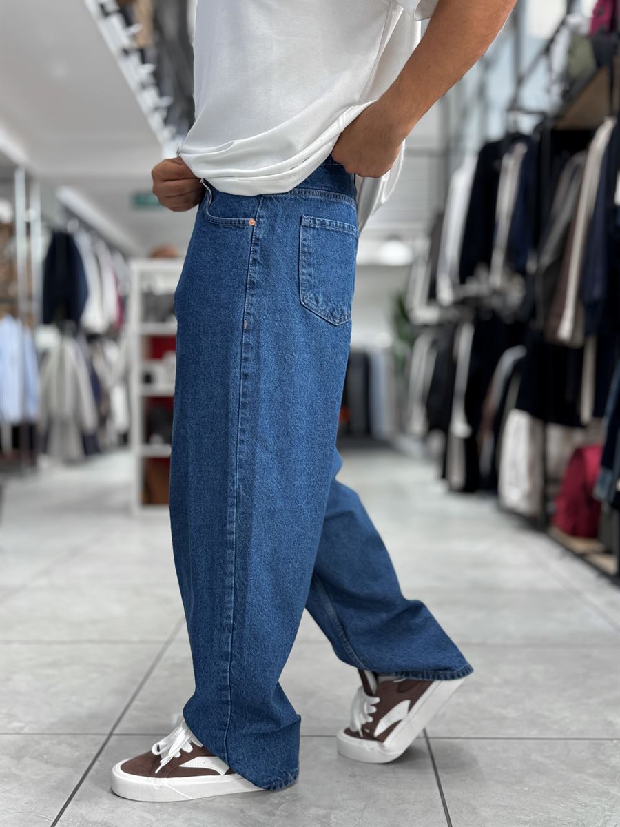 Dark Blue Skater Fit Washed Jeans WE-