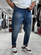 Blue Hem Ripped Effect Boyfriend Jeans WE-2881