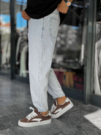 Ice Blue Washed Boyfriend Jeans WE-2339/2672/2231