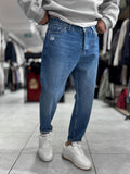 Blue Pocket Ripped Boyfriend Jeans WE-2909