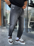 Charcoal Pocket Ripped Boyfriend Jeans WE-2909