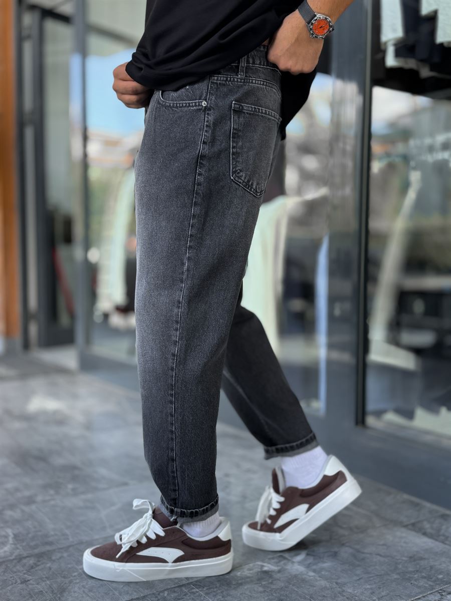 Charcoal Pocket Ripped Boyfriend Jeans WE-2909