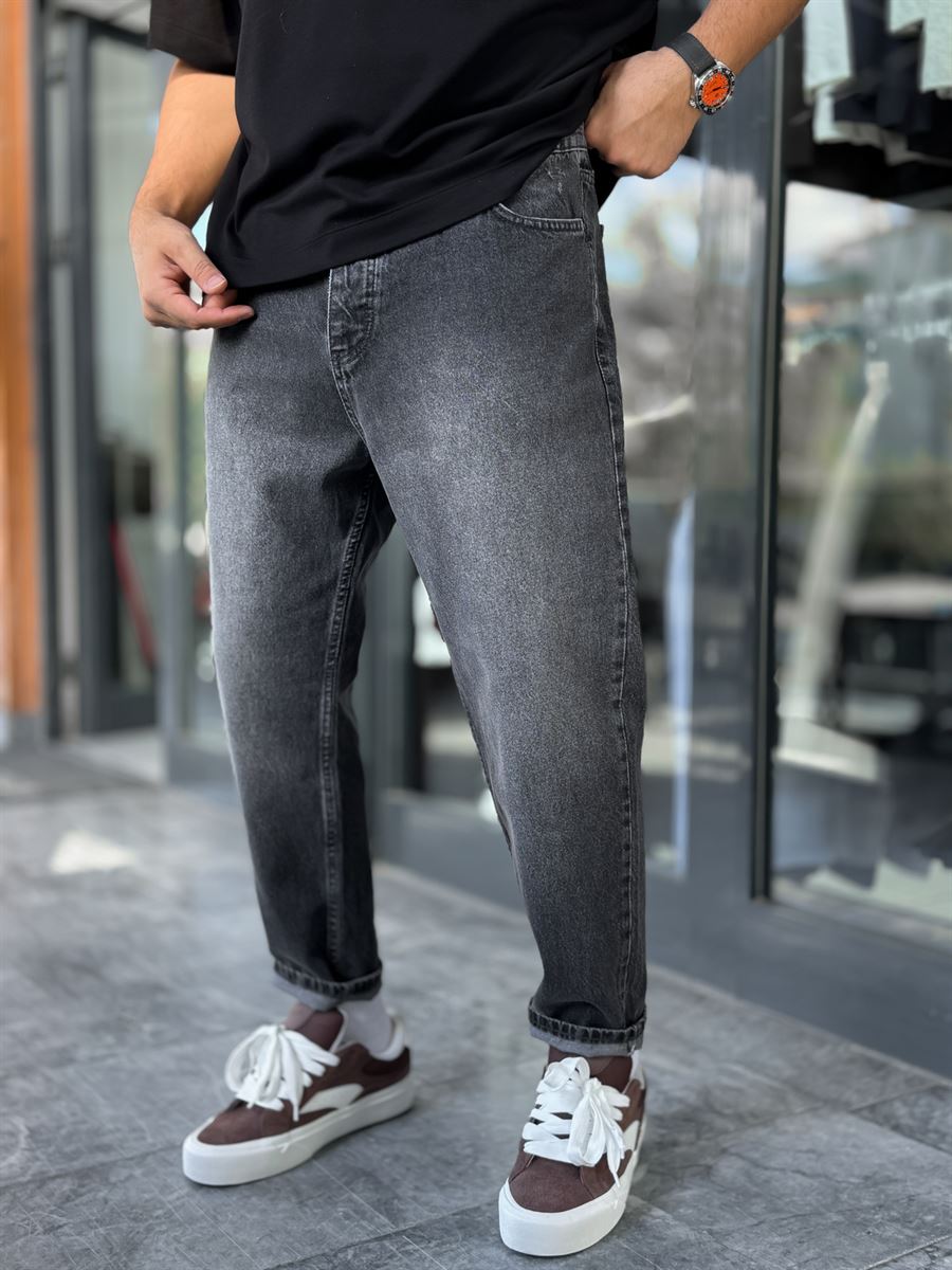 Charcoal Pocket Ripped Boyfriend Jeans WE-2909