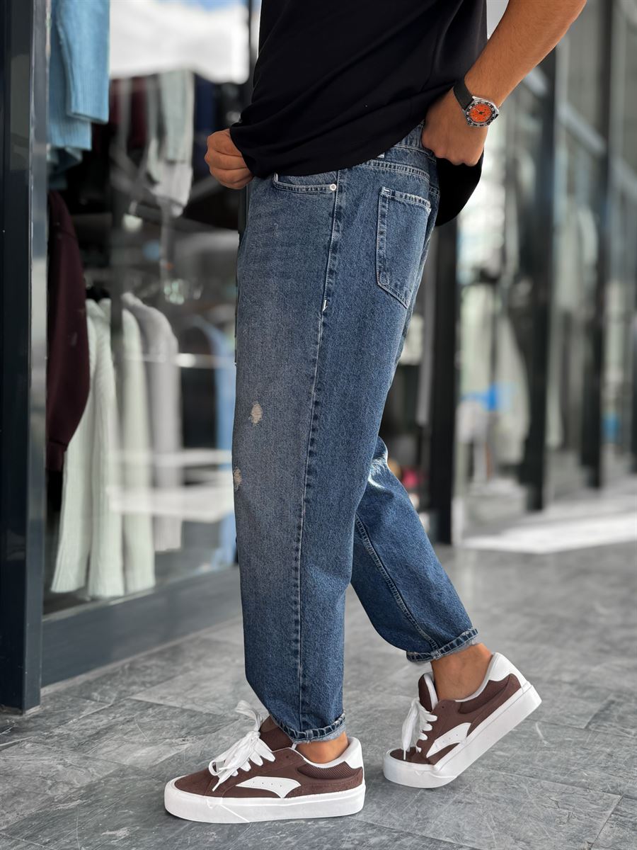 Dark Blue Ripped Boyfriend Jeans WE-3340