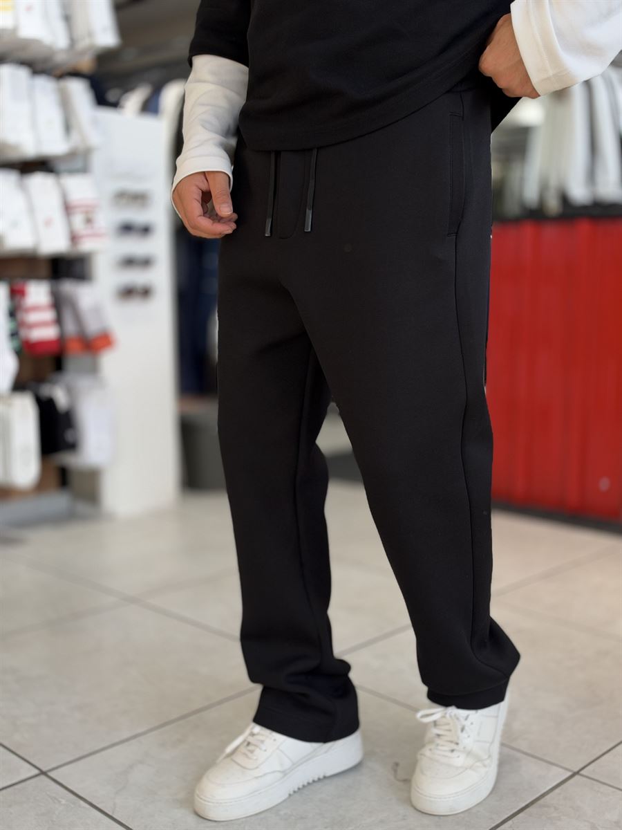 Black Panda Fabric Straight-Leg Sweatpants MRK-2875