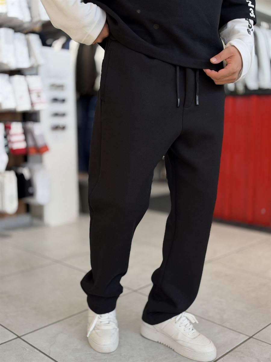 Black Panda Fabric Straight-Leg Sweatpants MRK-2875