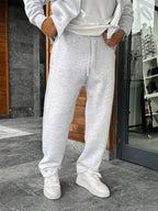 Light Gray Panda Fabric Straight-Leg Sweatpants MRK-2875