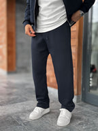 Navy Panda Fabric Straight-Leg Sweatpants MRK-2875