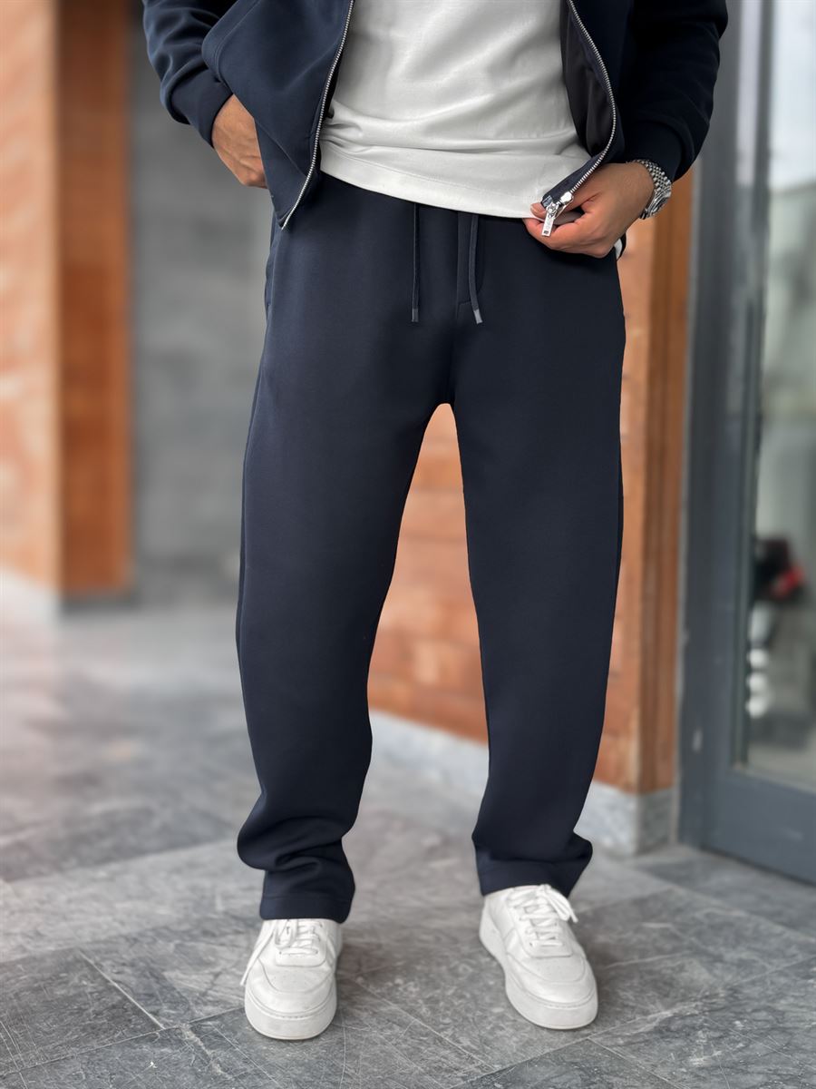 Navy Panda Fabric Straight-Leg Sweatpants MRK-2875