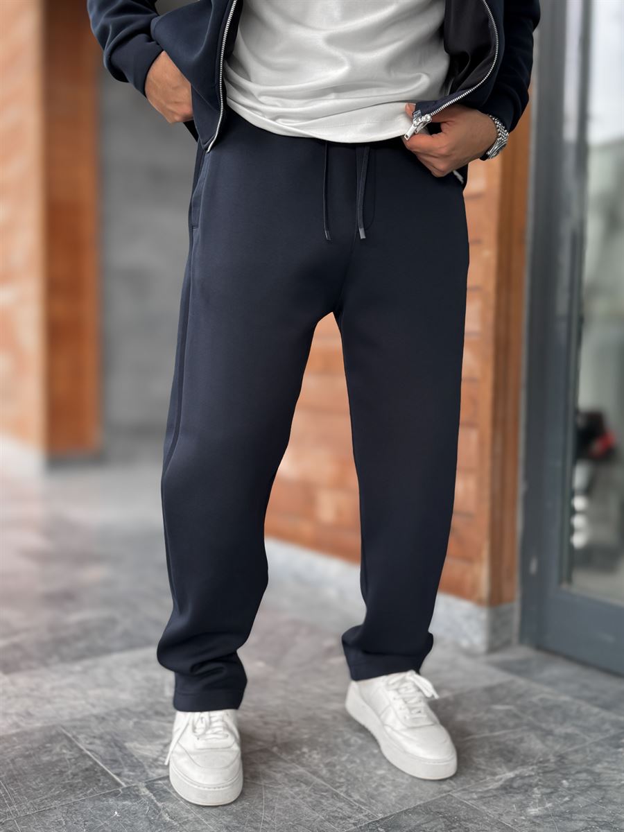Navy Panda Fabric Straight-Leg Sweatpants MRK-2875