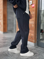 Navy Panda Fabric Straight-Leg Sweatpants MRK-2875