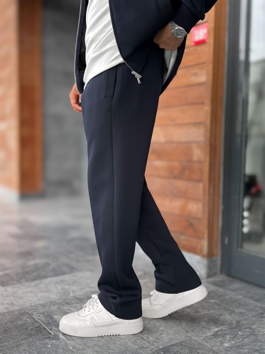 Navy Panda Fabric Straight-Leg Sweatpants MRK-2875