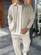 Stone Zip-Up Collared Sweatshirt MRK-2876