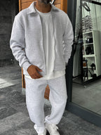 Light Gray Zip-Up Collared Sweatshirt MRK-2876