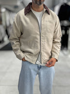 Beige Velvet Collar Jacket WE-2360