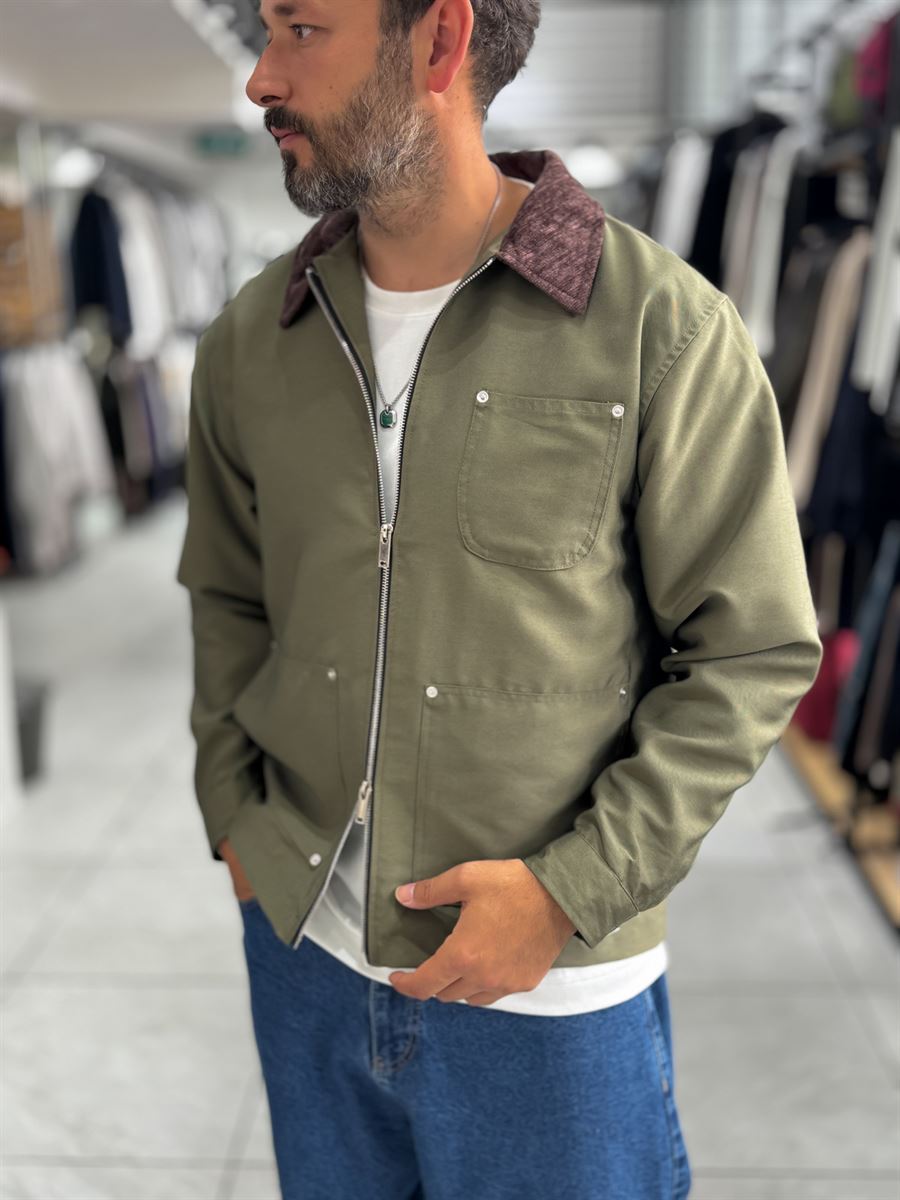 Khaki Velvet Collar Jacket WE-2360