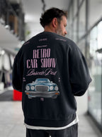 Black Retro Washed Oversized Sweatshirt TW-7090