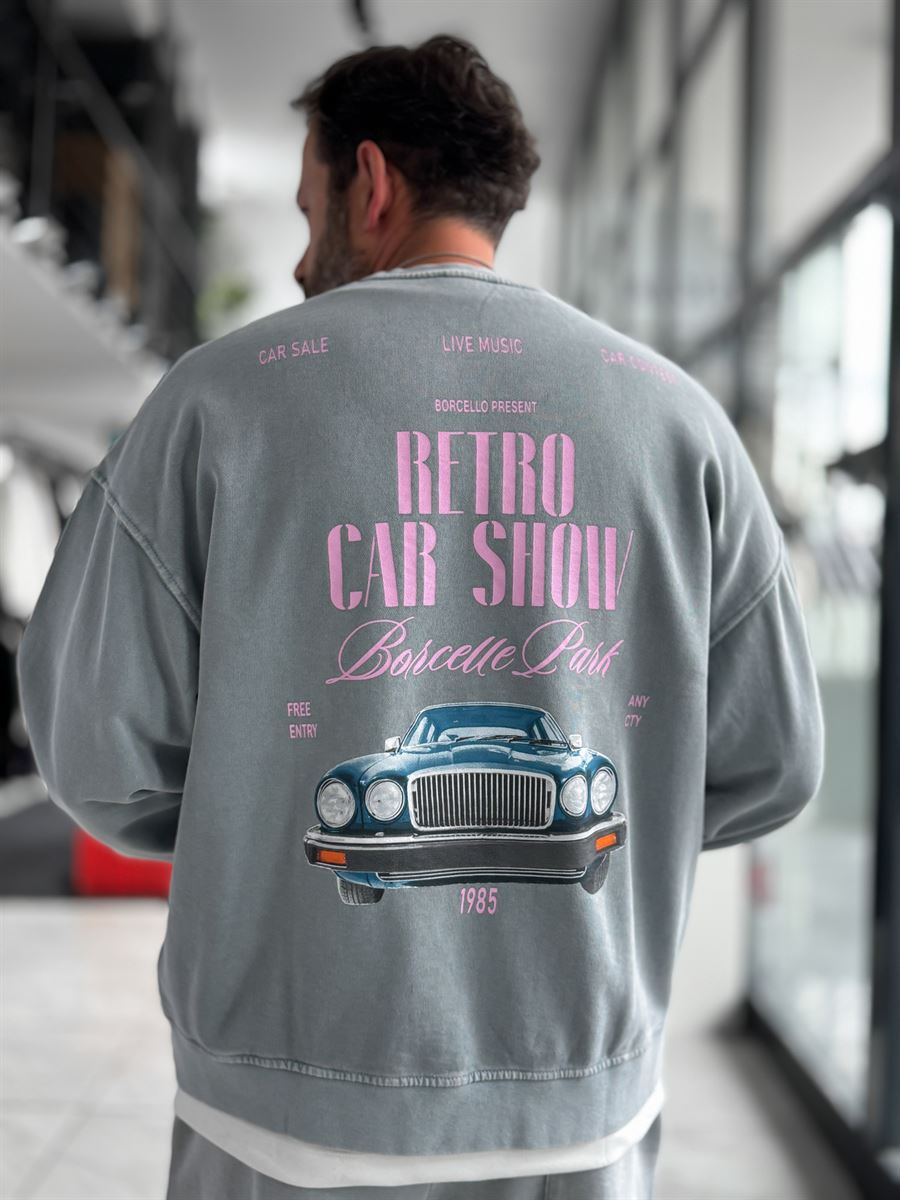 Gray Retro Washed Oversized Sweatshirt TW-7090