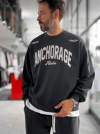 Black Alaska Washed Oversized Sweatshirt TW-7091