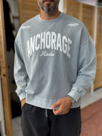 Gray Alaska Washed Oversized Sweatshirt TW-7091