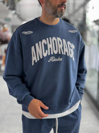 Navy Alaska Washed Oversized Sweatshirt TW-7091