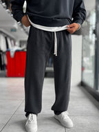 Black Washed Straight-Leg Sweatpants TW-7089