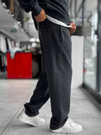 Black Washed Straight-Leg Sweatpants TW-7089