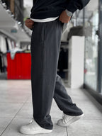 Black Washed Straight-Leg Sweatpants TW-7089