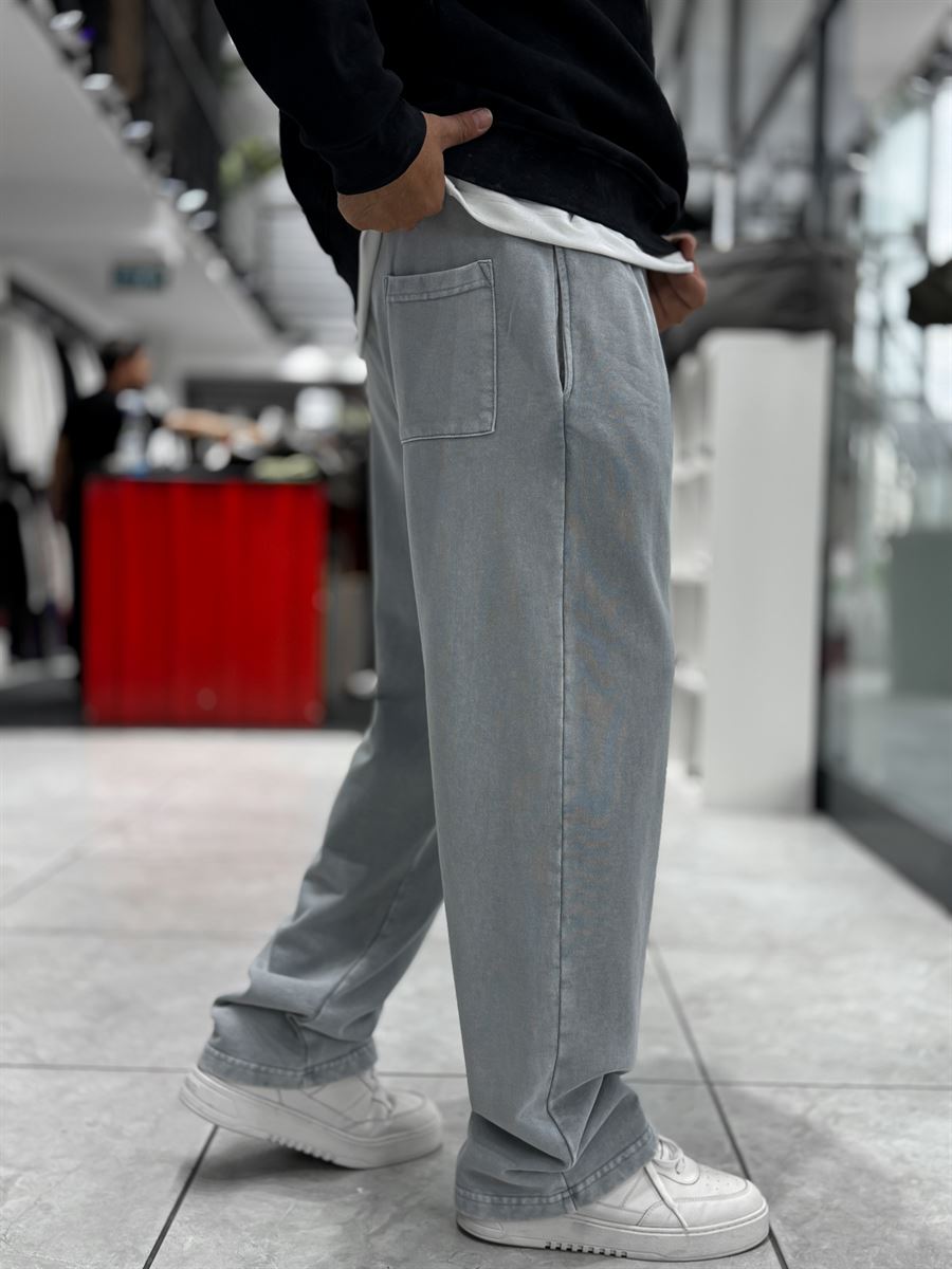 Gray Washed Straight-Leg Sweatpants TW-7089