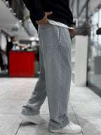 Gray Washed Straight-Leg Sweatpants TW-7089